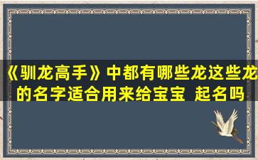 《驯龙高手》中都有哪些龙这些龙的名字适合用来给宝宝  起名吗